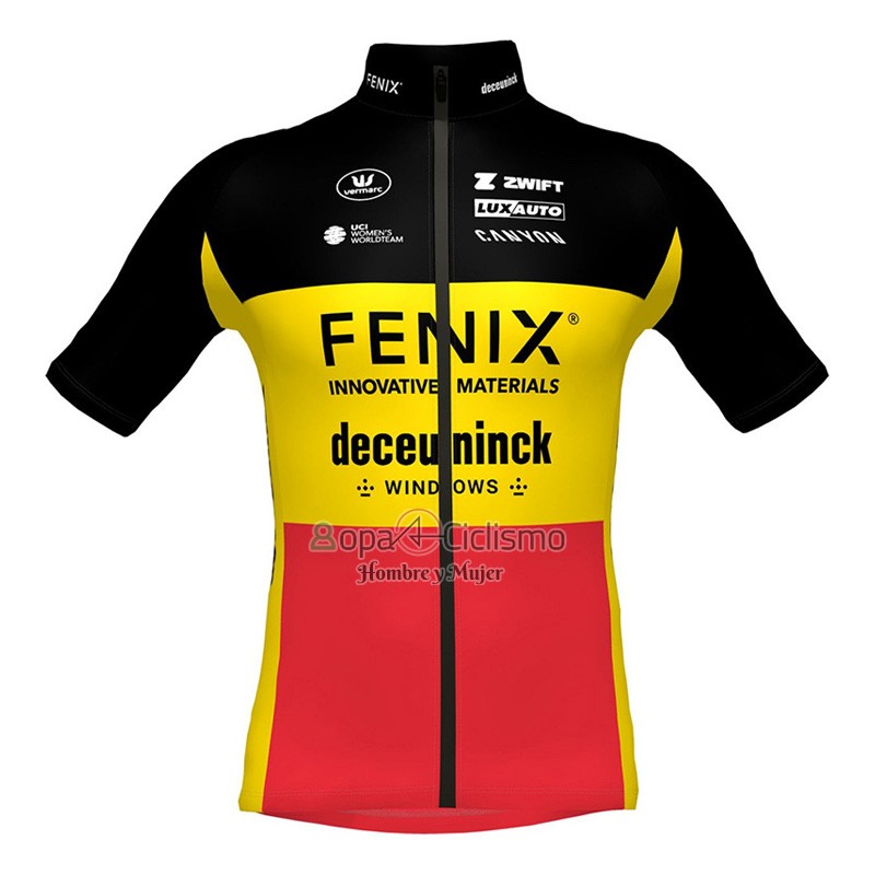 Deceuninck Quick Step Ropa Ciclismo Culotte Corto 2023 Mangas Cortas AMarillo Rojo